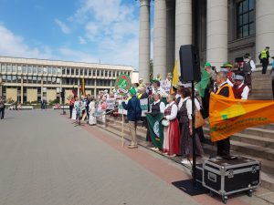 Mitinge dalyvavo ir profsąjungų atstovai